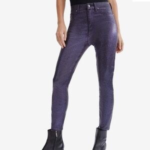 7 For All Mankind High-Waist Ankle Skinny in Black Glitter